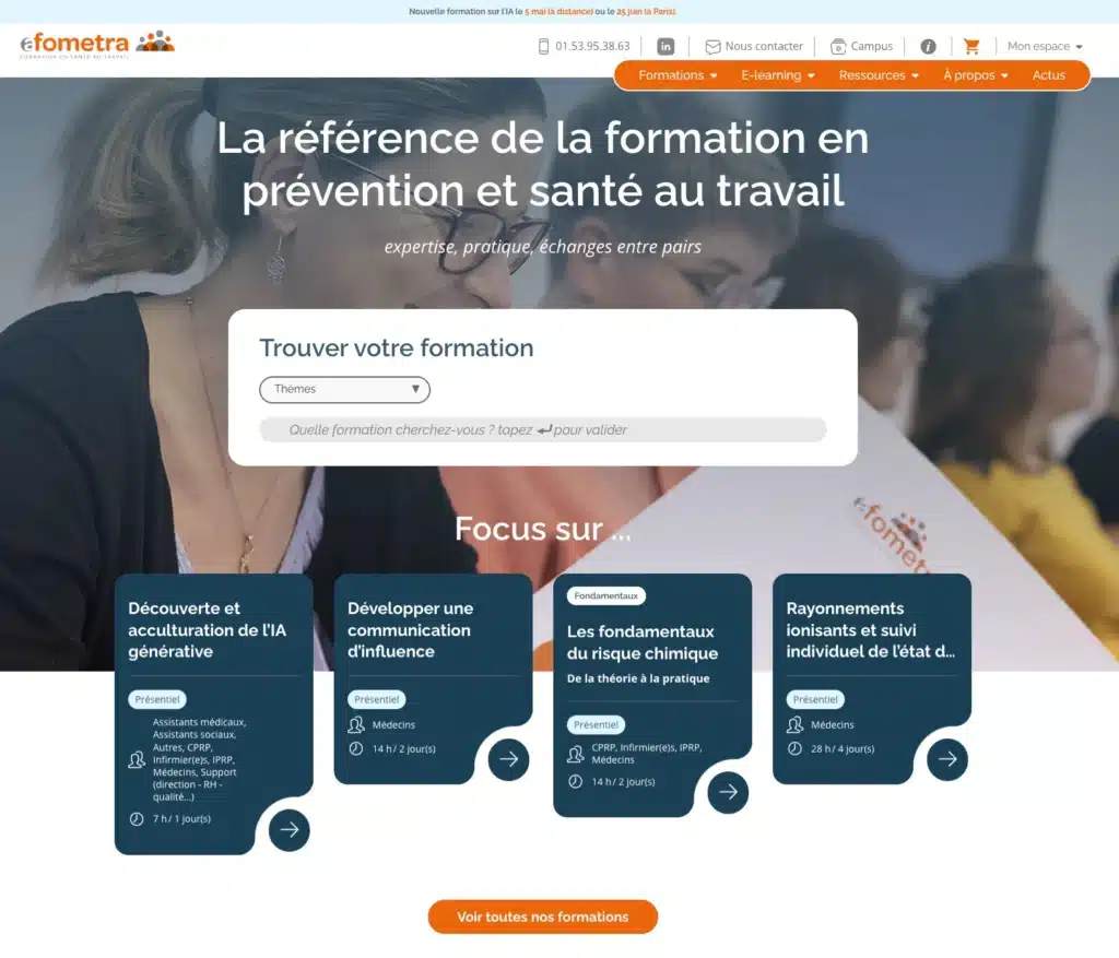 Page d'accueil avec moteur de recherche